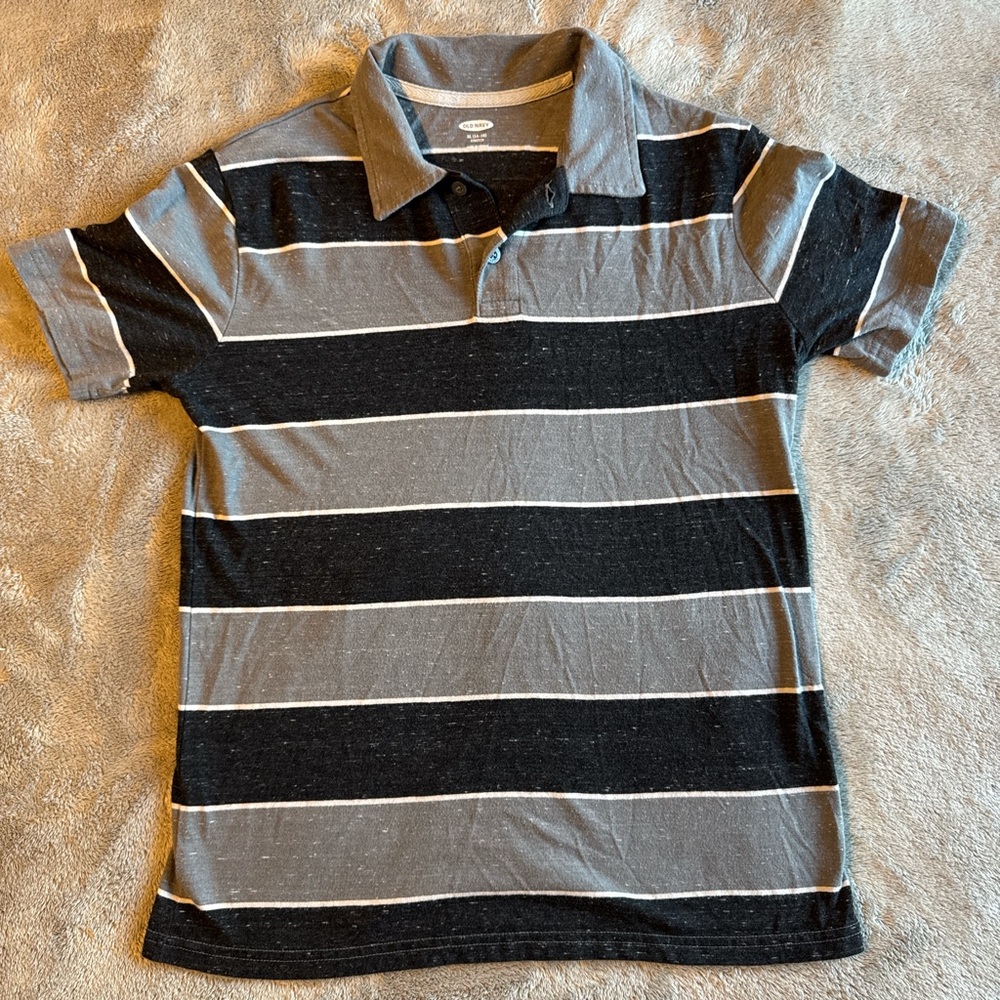 Old Navy Kids Polo - Black and Gray Stripes